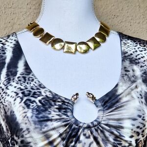 Anne Klein Vintage Gold Tone Modernist Chunky Choker Necklace